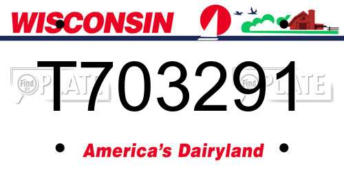 T703291 Wisconsin License Plate