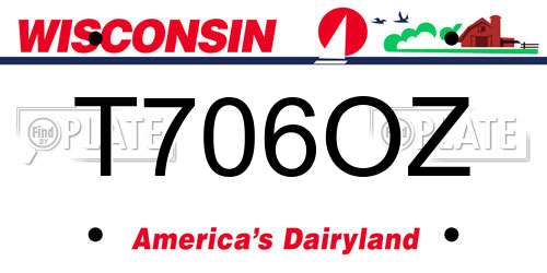 T706OZ Wisconsin License Plate