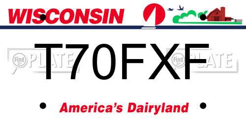 T70FXF Wisconsin License Plate