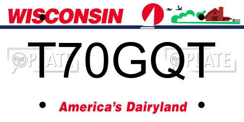 T70GQT Wisconsin License Plate