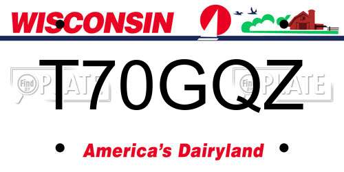 T70GQZ Wisconsin License Plate