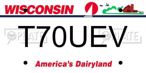 T70UEV Wisconsin License Plate