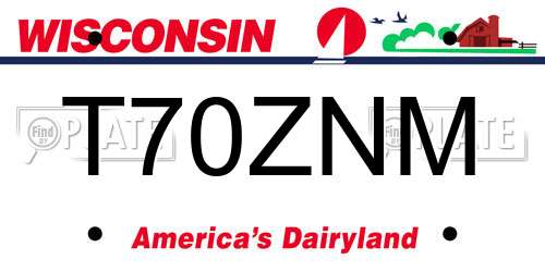 T70ZNM Wisconsin License Plate