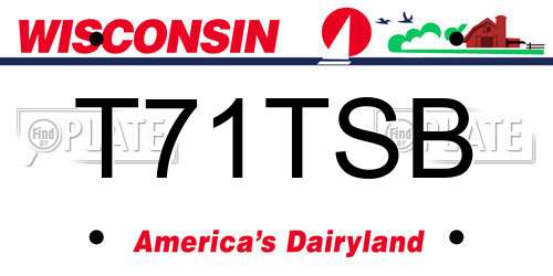 T71TSB Wisconsin License Plate