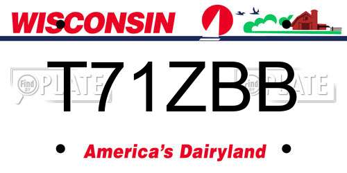 T71ZBB Wisconsin License Plate