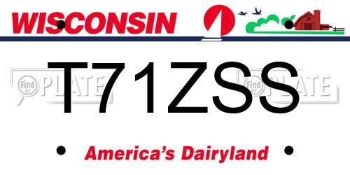 T71ZSS Wisconsin License Plate