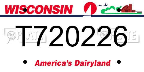 T720226 Wisconsin License Plate