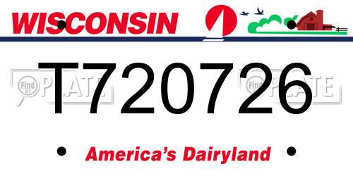 T720726 Wisconsin License Plate