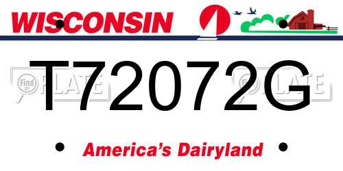 T72072G Wisconsin License Plate