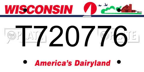 T720776 Wisconsin License Plate