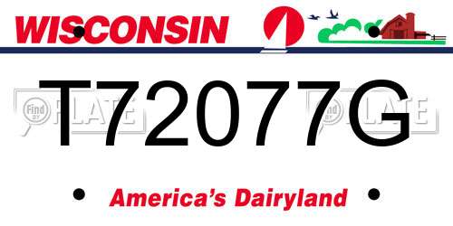 T72077G Wisconsin License Plate