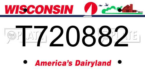 T720882 Wisconsin License Plate