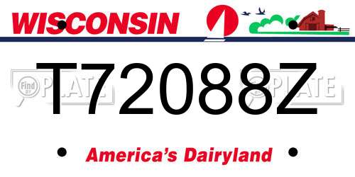 T72088Z Wisconsin License Plate
