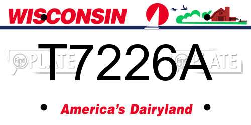 T7226A Wisconsin License Plate