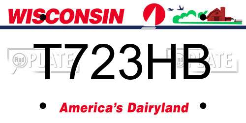 T723HB Wisconsin License Plate