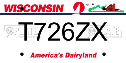 T726ZX Wisconsin License Plate