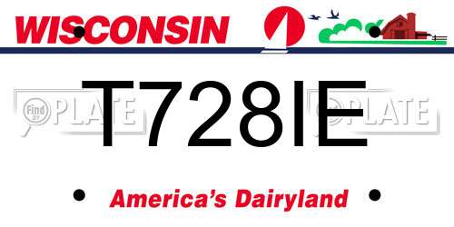 T728IE Wisconsin License Plate