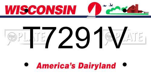T7291V Wisconsin License Plate