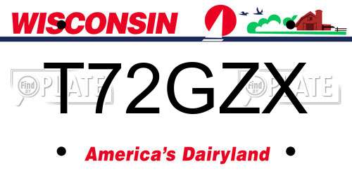 T72GZX Wisconsin License Plate