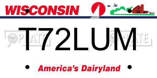 T72LUM Wisconsin License Plate