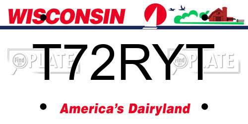T72RYT Wisconsin License Plate