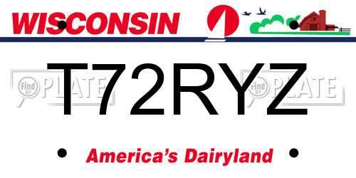 T72RYZ Wisconsin License Plate