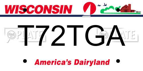 T72TGA Wisconsin License Plate