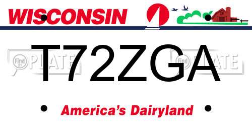 T72ZGA Wisconsin License Plate