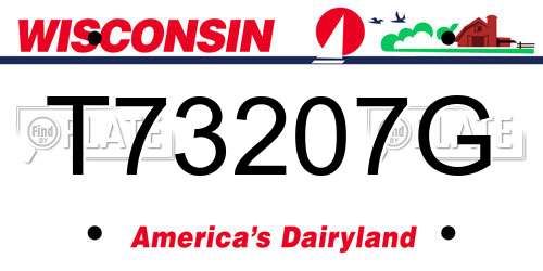 T73207G Wisconsin License Plate