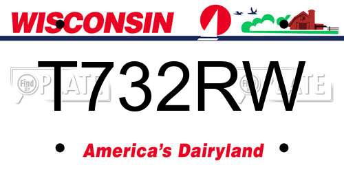 T732RW Wisconsin License Plate