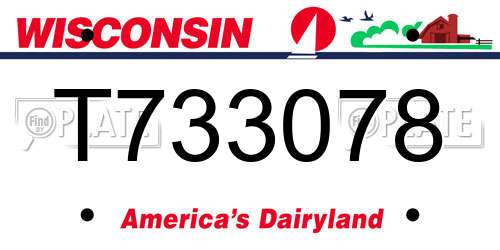 T733078 Wisconsin License Plate