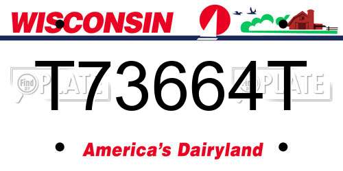 T73664T Wisconsin License Plate