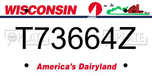 T73664Z Wisconsin License Plate