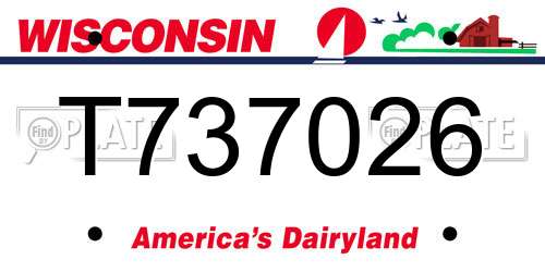 T737026 Wisconsin License Plate