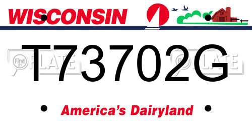 T73702G Wisconsin License Plate