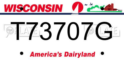 T73707G Wisconsin License Plate