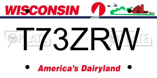 T73ZRW Wisconsin License Plate