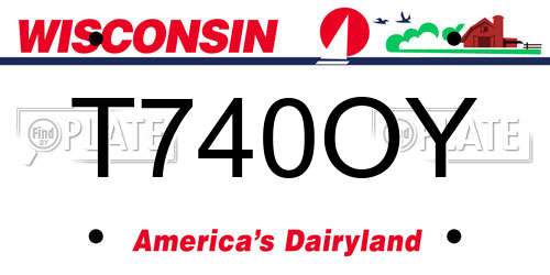 T740OY Wisconsin License Plate