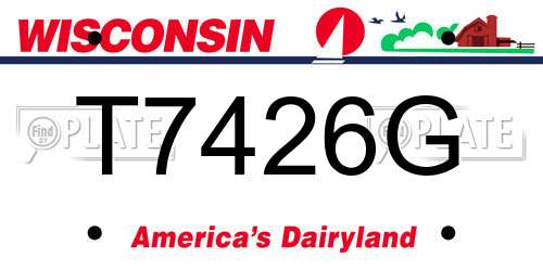 T7426G Wisconsin License Plate