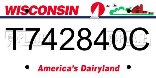 T742840C Wisconsin License Plate