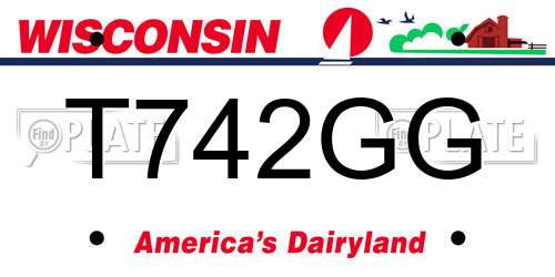 T742GG Wisconsin License Plate