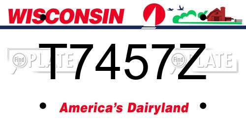 T7457Z Wisconsin License Plate