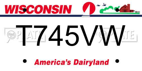 T745VW Wisconsin License Plate