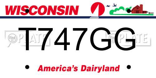 T747GG Wisconsin License Plate