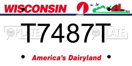 T7487T Wisconsin License Plate