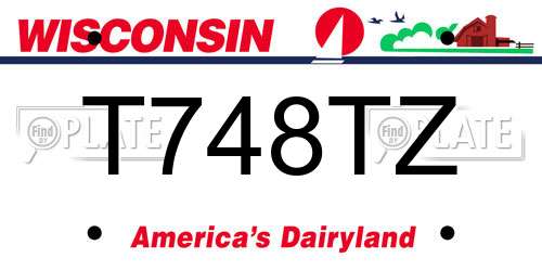 T748TZ Wisconsin License Plate