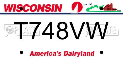 T748VW Wisconsin License Plate