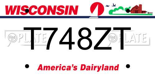 T748ZT Wisconsin License Plate