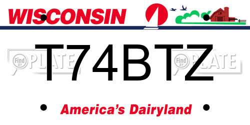 T74BTZ Wisconsin License Plate