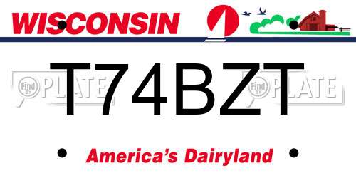 T74BZT Wisconsin License Plate